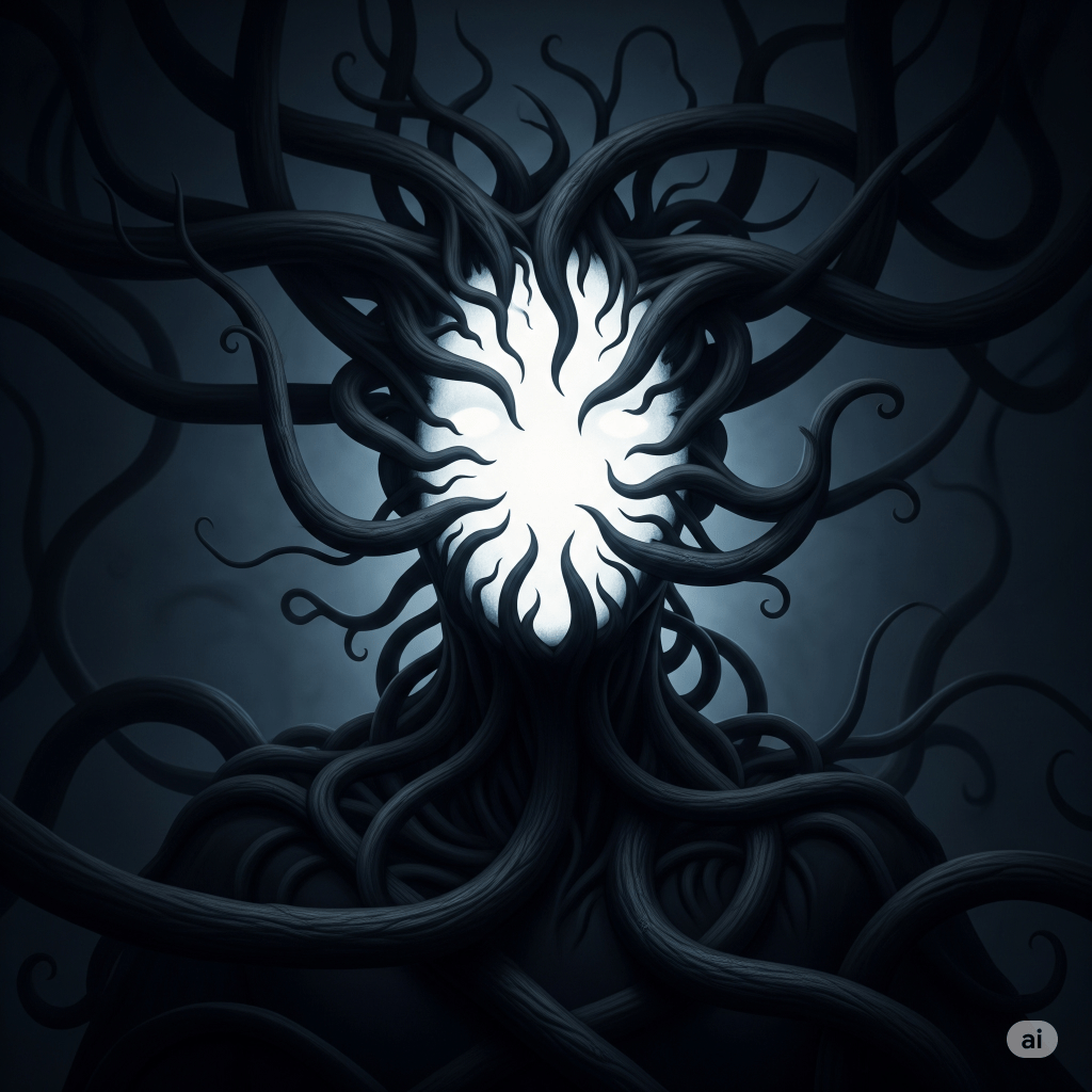 A shattered, abstract human form reflected in a flawless digital mirror, symbolizing the confrontation between messy truth and AI's algorithmic perfection.