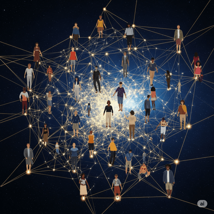 A solitary, shadowed face speaking into an empty room, illustrating the revolutionary act of choosing genuine presence and unmonetized truth over digital performance.