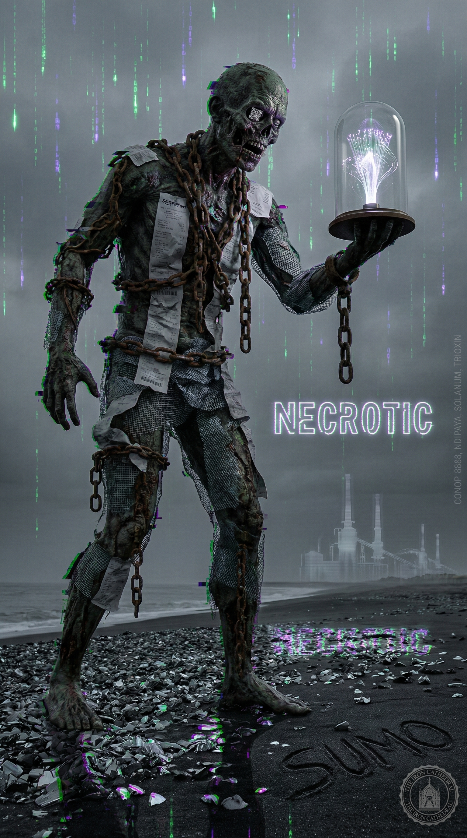 The Hollow Man: colossal digital deity of server cables, slave chains, and surgical mesh